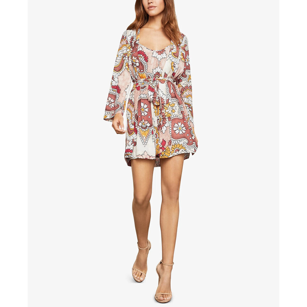 BCBGMAXAZRIA Women's Long-Sleeve Wrap Dress Red Grand Paisley Size XS $328